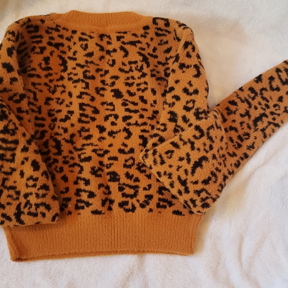 Dee Elly Leopard Print Knit Crop Sweater - Picture 2 of 3